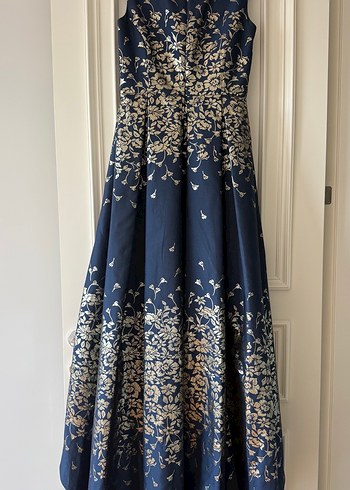 Nakışlı Lacivert Uzun Abiye Elbise - Görsel 2