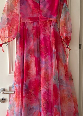 Pembe Bağcıklı Bohem Uzun Elbise - Görsel 2