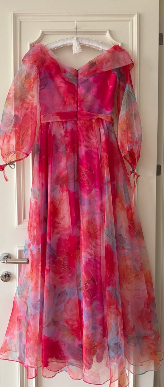 Pembe Bağcıklı Bohem Uzun Elbise - Görsel 2