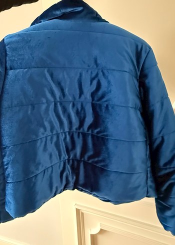 Düğmeli Koyu Mavi Kadın Kışlık Mont - Görsel 2