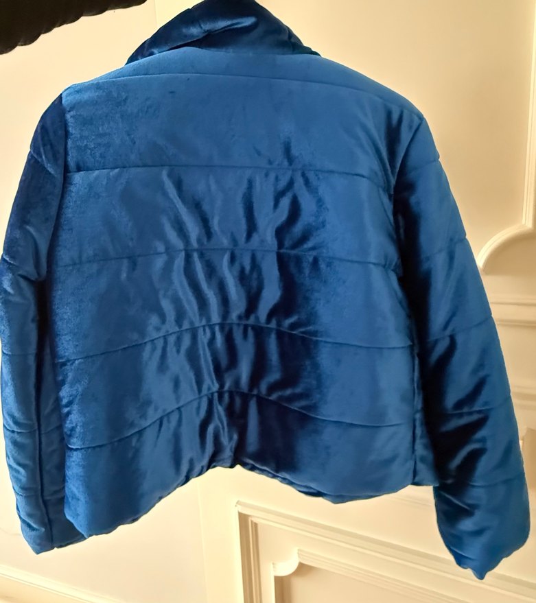 Düğmeli Koyu Mavi Kadın Kışlık Mont - Görsel 2