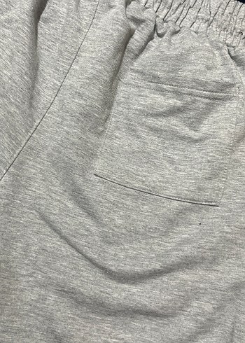 Gri Nakışlı Kadın Keten Şort Eşofman - Görsel 3