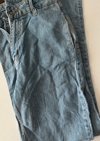 Kadın Gri-Mavi Bol Kesim Midi Kot Pantolon - Görsel 5