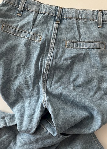 Kadın Gri-Mavi Bol Kesim Midi Kot Pantolon - Görsel 4