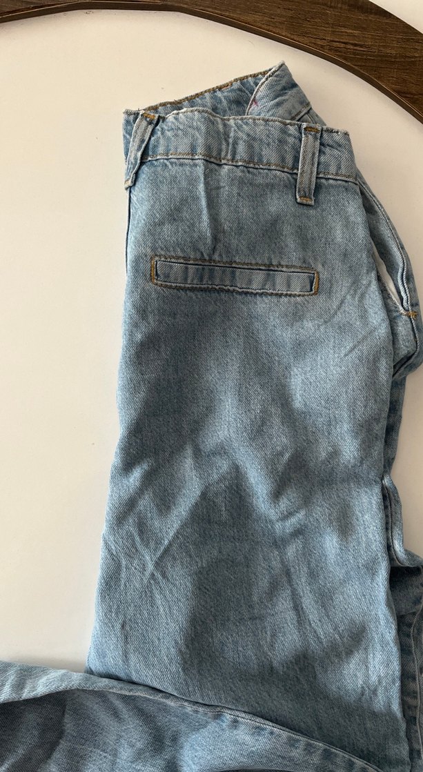 Kadın Gri-Mavi Bol Kesim Midi Kot Pantolon - Görsel 3