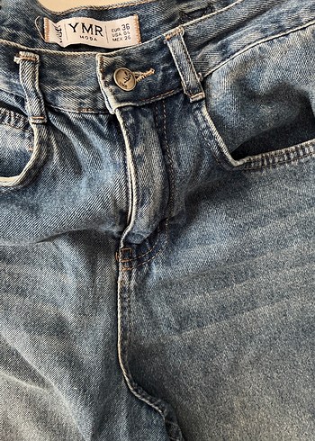 Kadın Mavi Geniş Kesim Kot Pantolon - Görsel 3