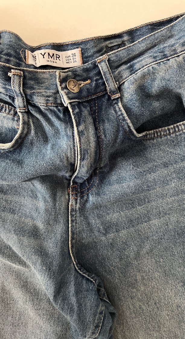 Kadın Mavi Geniş Kesim Kot Pantolon - Görsel 3