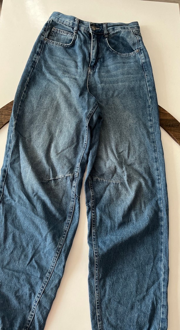 Kadın Mavi Geniş Kesim Kot Pantolon - Görsel 2