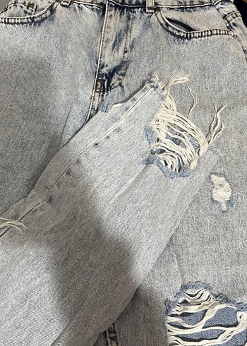 Gri Bol Kesim Kadın Jean Pantolon - Görsel 2