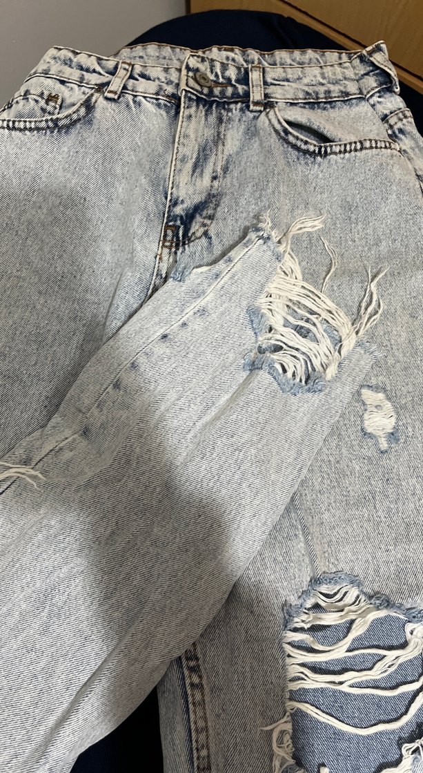 Gri Bol Kesim Kadın Jean Pantolon - Görsel 2