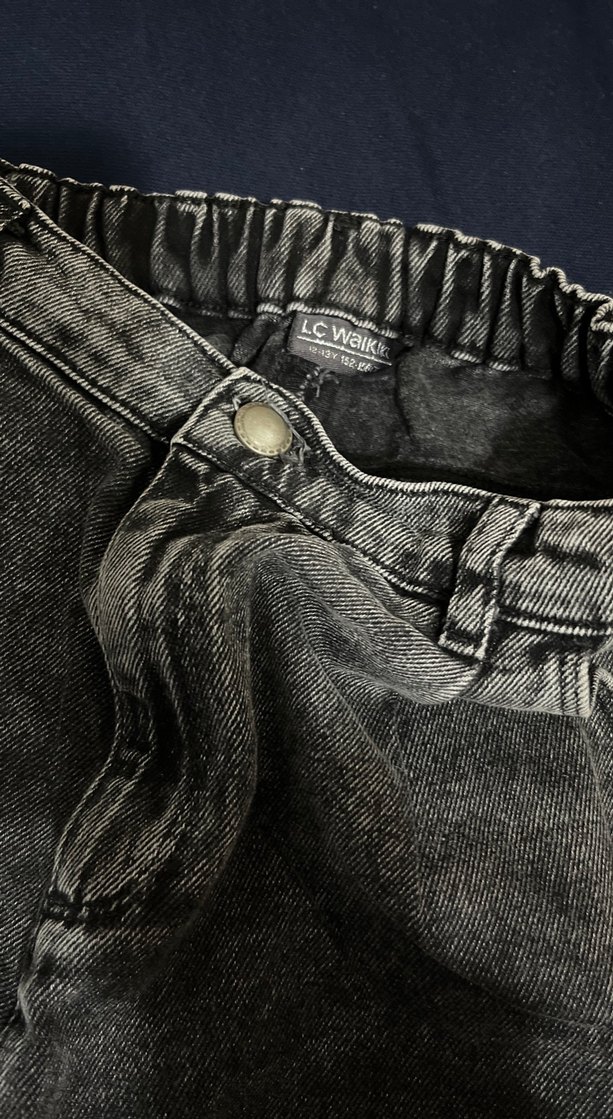 Gri Bol Kesim Denim Çocuk Midi Jean - Görsel 2