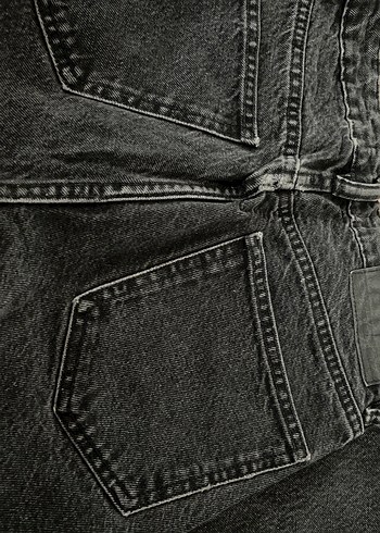 Düğmeli Siyah Midi Denim Kadın Jean - Görsel 3