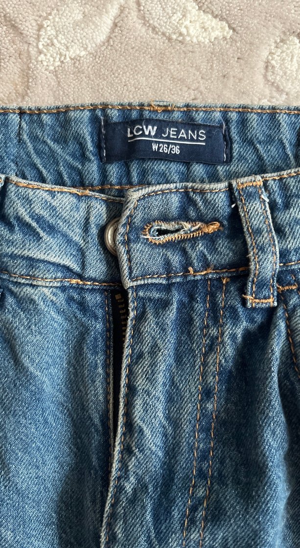 Düğmeli Mavi Kadın Denim Jean - Görsel 2