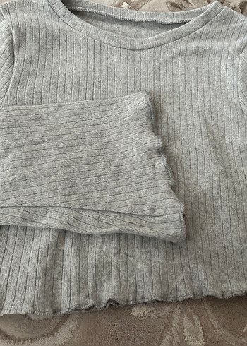 Gri Kadın Triko Kazak, Uzun Kollu, İnce Örgü - Görsel 3