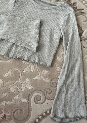 Gri Kadın Triko Kazak, Uzun Kollu, İnce Örgü - Görsel 2