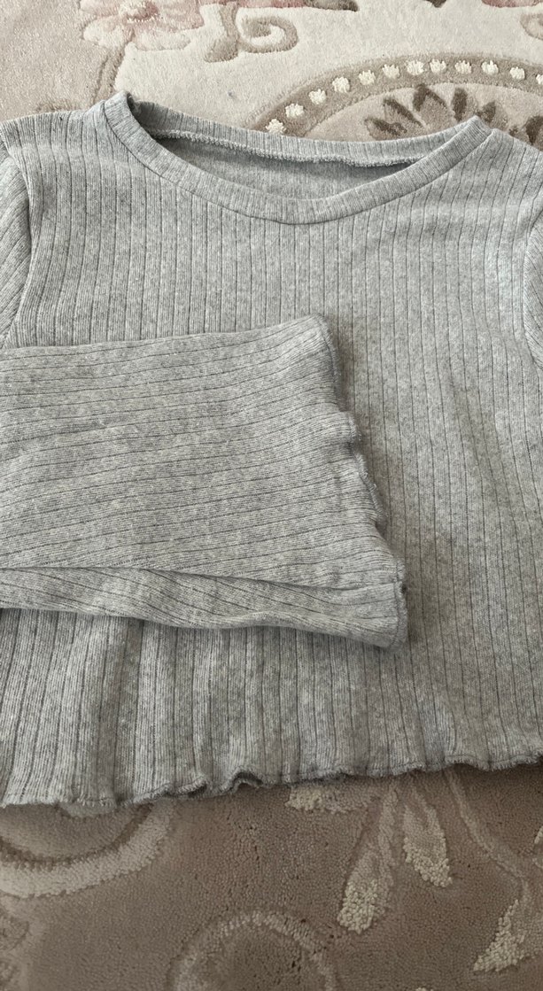 Gri Kadın Triko Kazak, Uzun Kollu, İnce Örgü - Görsel 3