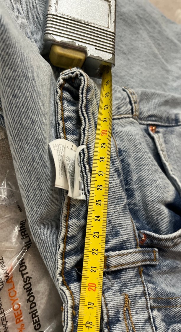 Düğmeli Mavi Kadın Midi Kot Pantolon - Görsel 2