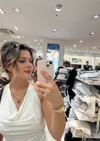 Beyaz Straplez Bağlama Desenli Kadın Bustiyer - Görsel 5