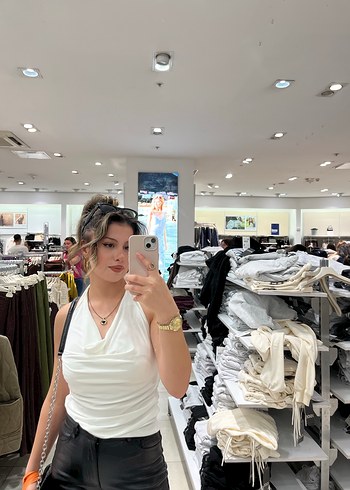 Beyaz Straplez Bağlama Desenli Kadın Bustiyer - Görsel 4