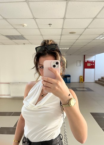 Beyaz Straplez Bağlama Desenli Kadın Bustiyer - Görsel 6