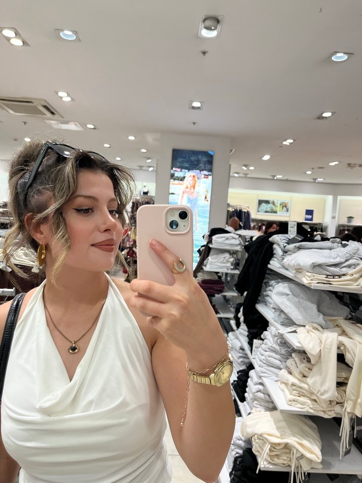 Beyaz Straplez Bağlama Desenli Kadın Bustiyer - Görsel 5