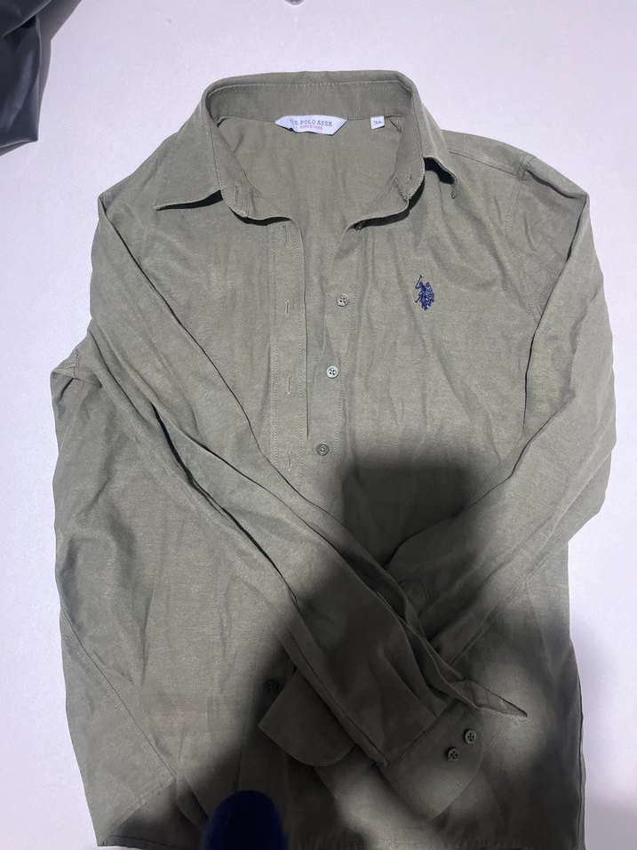 Erkek Keten Haki Uzun Kollu Gömlek - Görsel 4