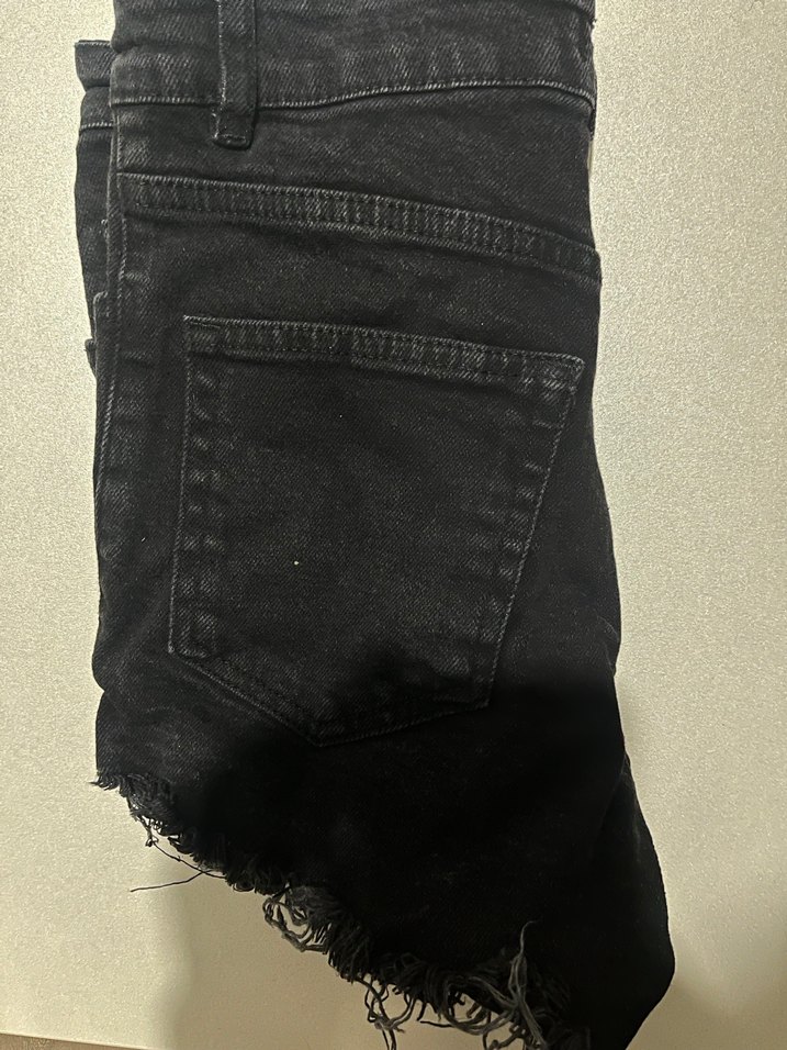 Düğmeli Siyah Kısa Kot Şort - Görsel 4