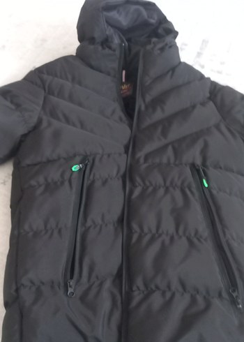 Kadın Siyah Kapüşonlu Fermuarlı Kış Montu - Görsel 7