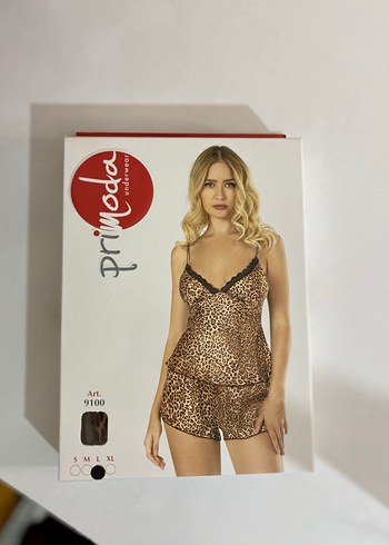 Leopar Desenli Kadın Mini Saten Pijama Takımı - Görsel 2