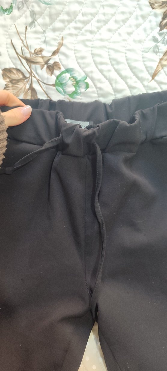 Kadın Siyah Kumaş Kemerli Pantolon - Görsel 2