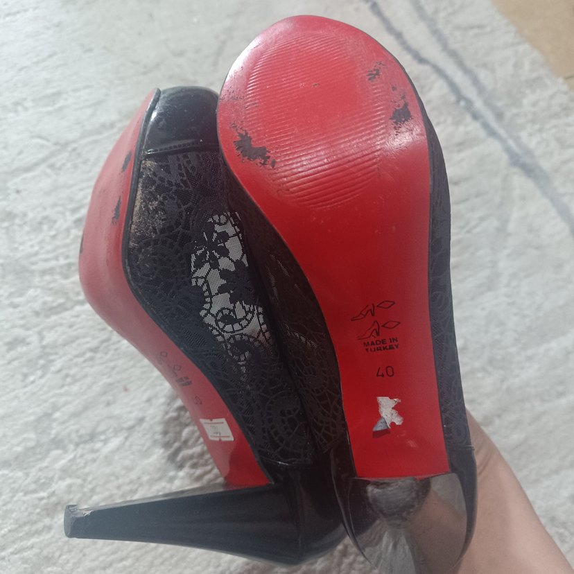 Siyah Dantel Detaylı Yılan Desenli Stiletto - Görsel 3