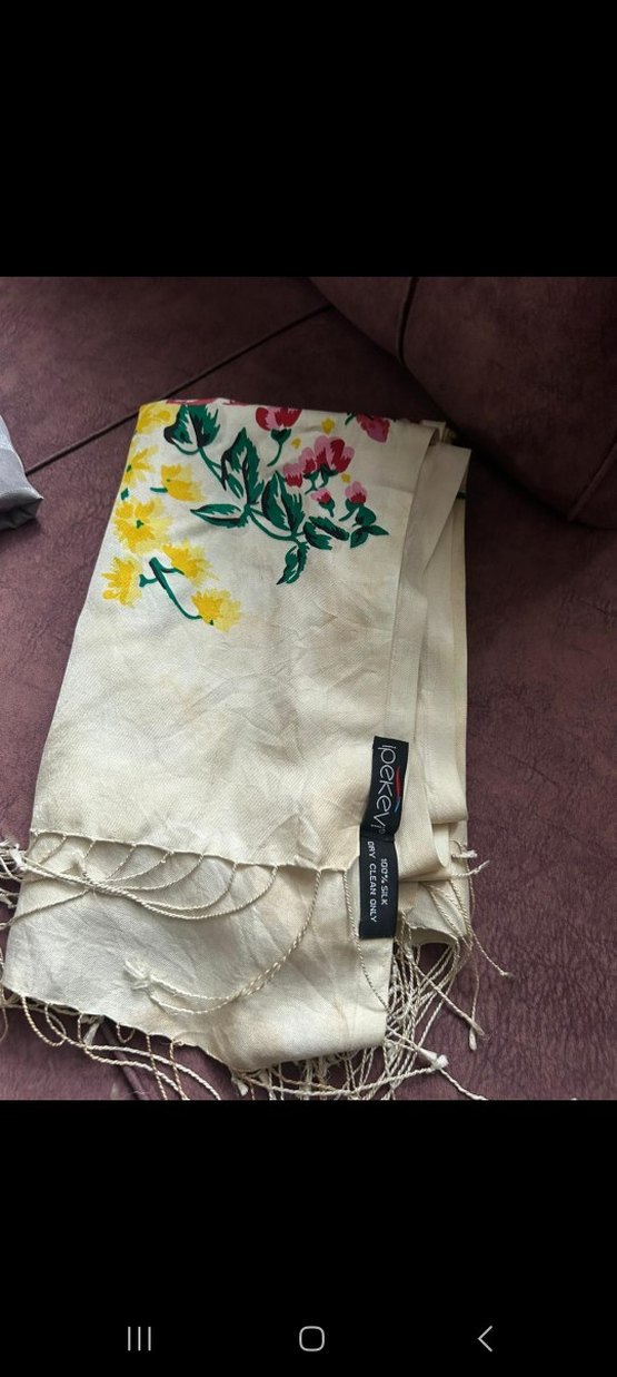 Çiçek Desenli Çok Renkli Kadın İpek Şal - Görsel 2