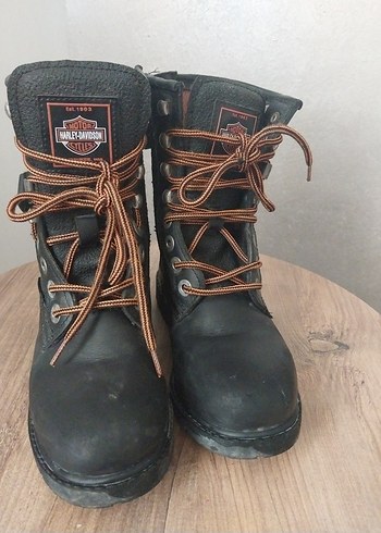 Harley Davidson Siyah Deri Biker Botlar - Görsel 2