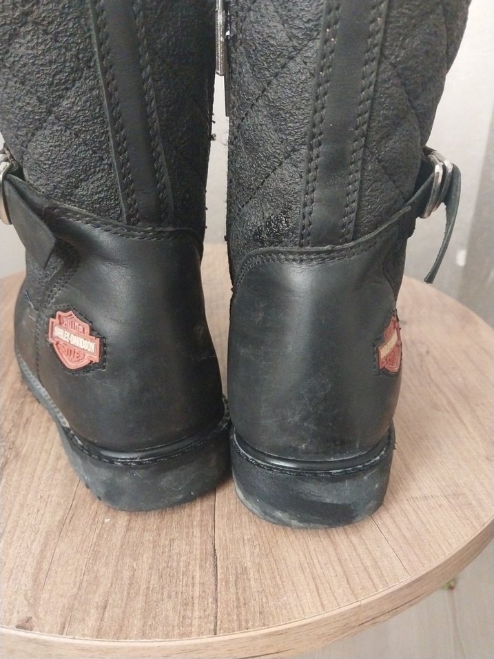 Harley Davidson Siyah Deri Biker Botlar - Görsel 3