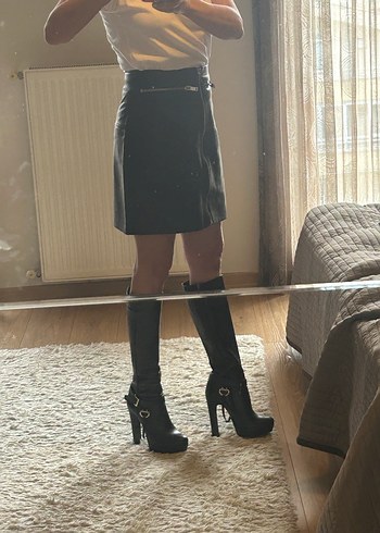 Stradivarius Suni Deri Etek - Görsel 6