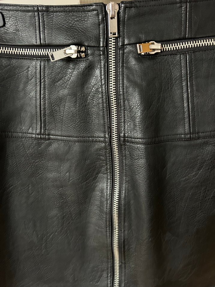 Stradivarius Suni Deri Etek - Görsel 2