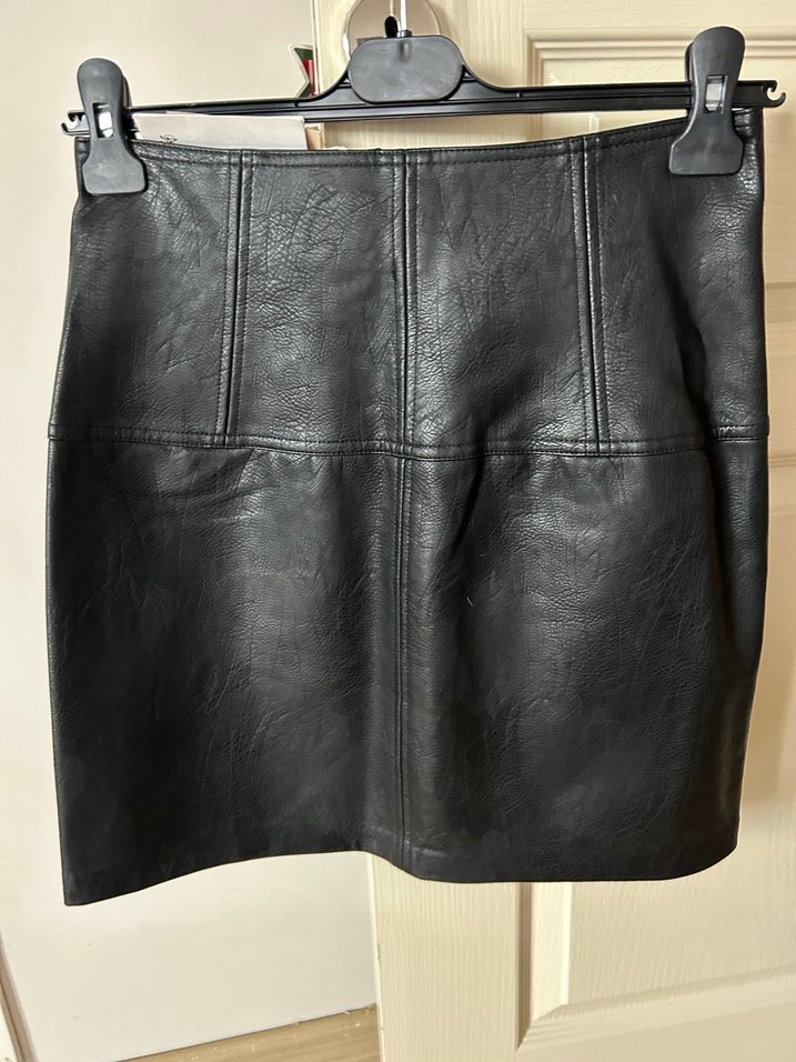 Stradivarius Suni Deri Etek - Görsel 4