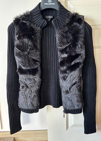 Guess Siyah Kürklü Triko Hırka - Görsel 2