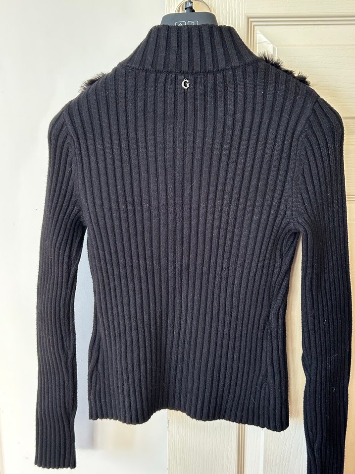 Guess Siyah Kürklü Triko Hırka - Görsel 3