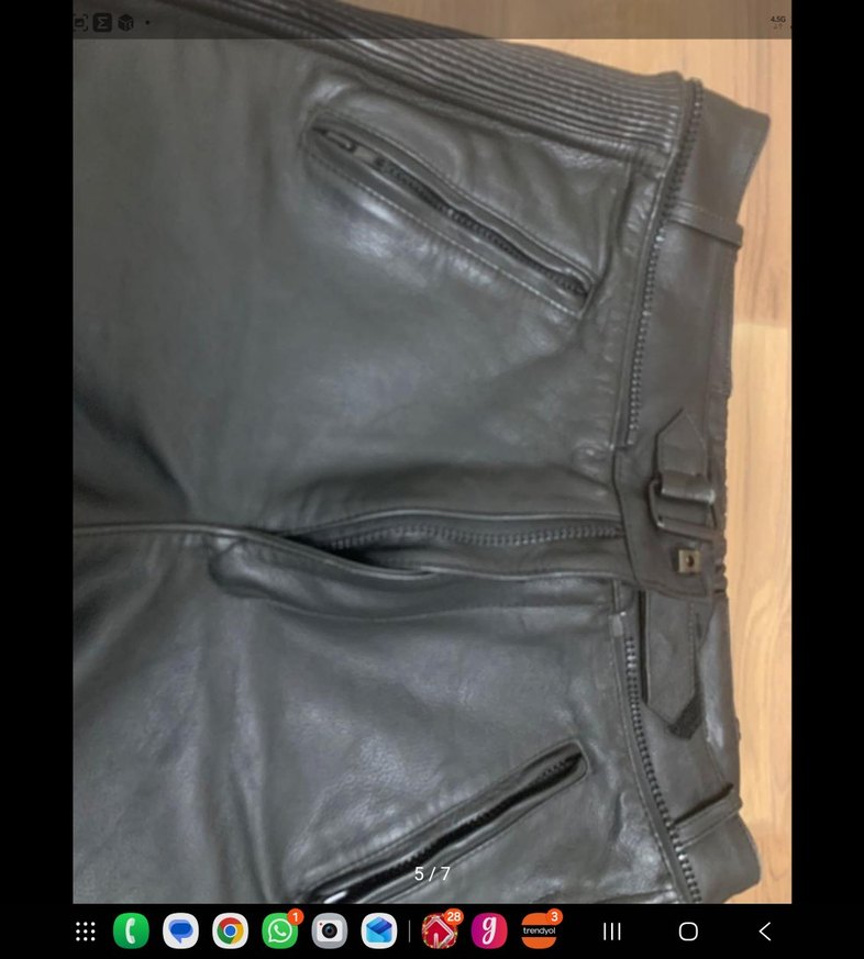 Siyah Deri Biker/ motosiklet Pantolon - Görsel 5