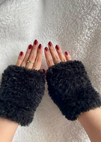 Kürklü Örgü Kadın Eldiven - Görsel 3