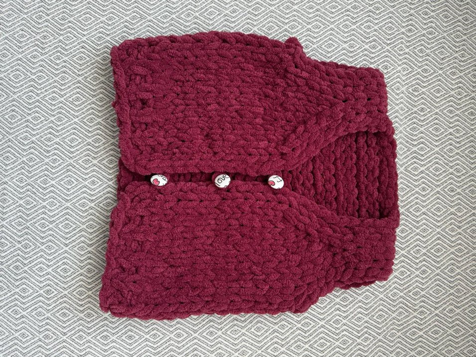 Bordo Örgü Bebek atkı ve yeleği - Görsel 3