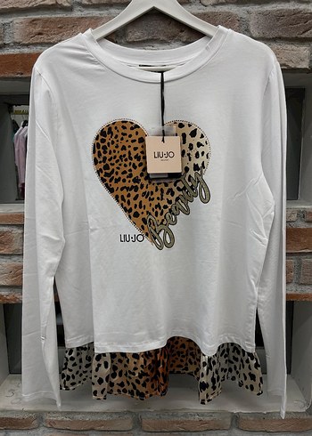 Kasın Beyaz ve Siyah Leopar Desenli Uzun Kollu Tişört - Görsel 2