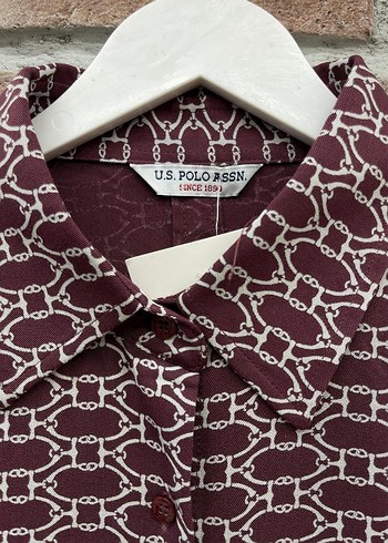 Bordo Uzun Kollu Düğmeli Kadın Gömlek - Görsel 2