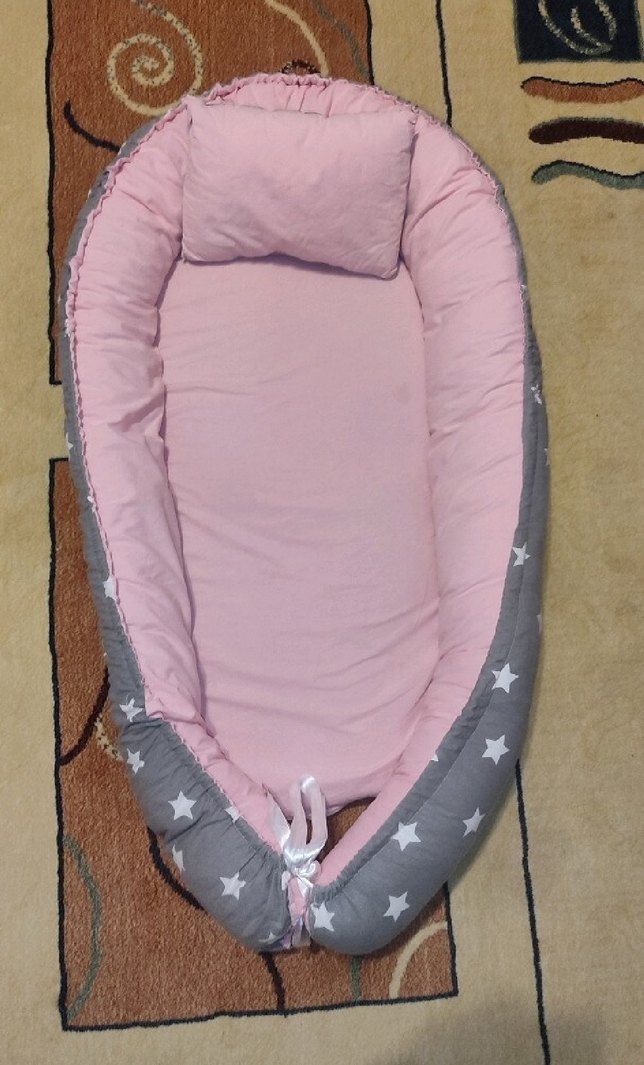 Yıldız Desenli Pembe-Gri Bebek Yatak Seti. - Görsel 2