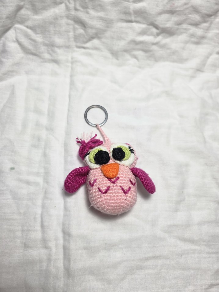 Renkli Örgü Baykuş Anahtarlık - Görsel 2