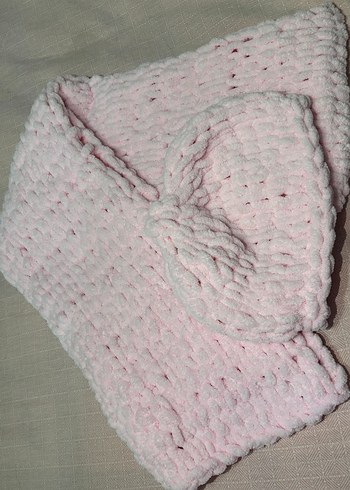 Pembe Örgü Bere ve Atkı Seti - Görsel 4