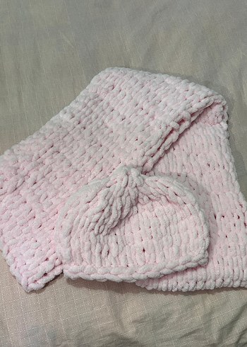 Pembe Örgü Bere ve Atkı Seti - Görsel 5