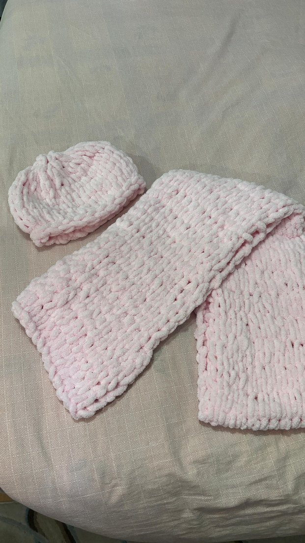 Pembe Örgü Bere ve Atkı Seti - Görsel 3