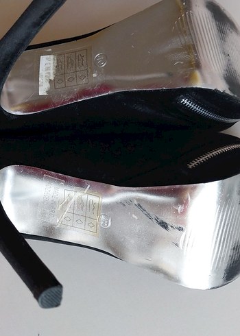 Siyah Süet platform Kadın Topuklu Ayakkabı - Görsel 4